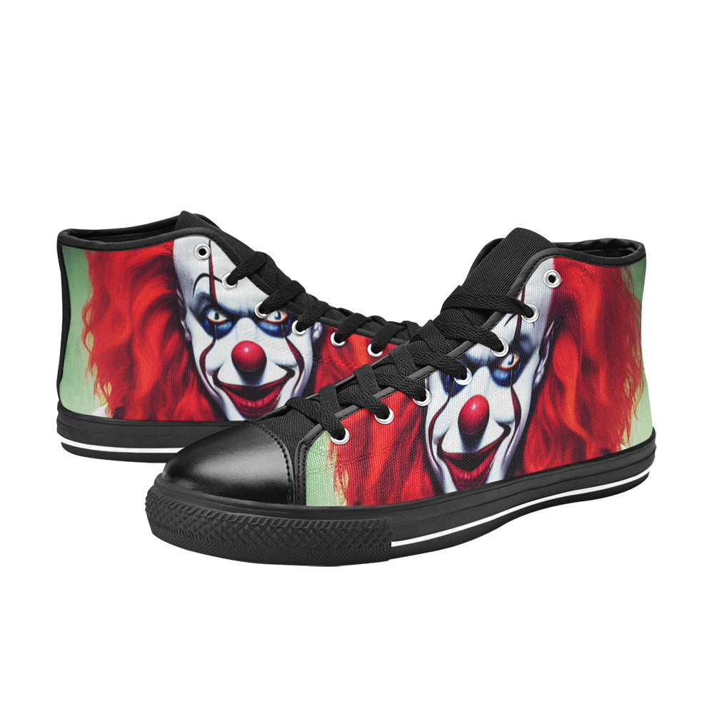 MEN'S Cc Evil Clown 1 High Top Canvas Wallpaper Art Custom Sneakers