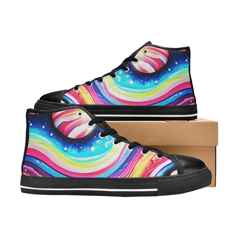 MEN'S Acrylic Colorful Galaxy Arts High Top Canvas Aesthetic Custom Shoes