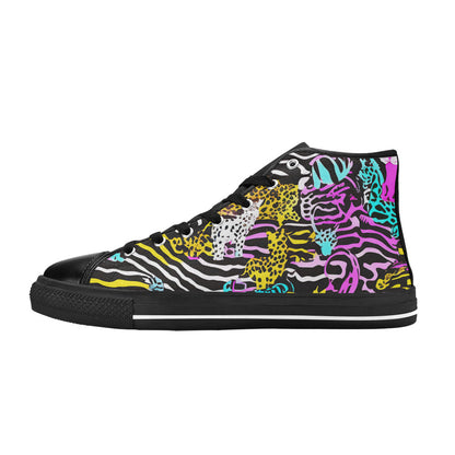 WOMEN'S Neon Animal Print High Top Canvas Dreamcore Custom Sneakers