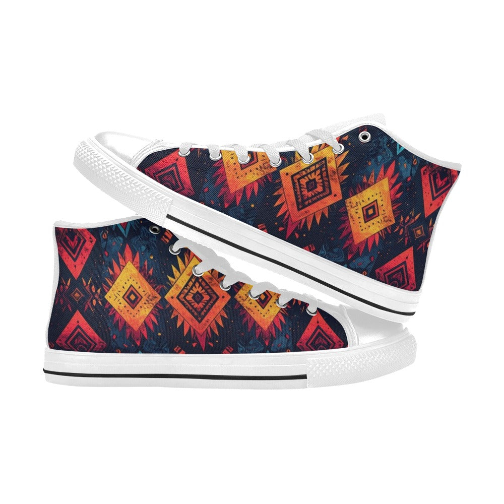 Wild Tribal Ripple 2 Men's High Top Canvas Shoes