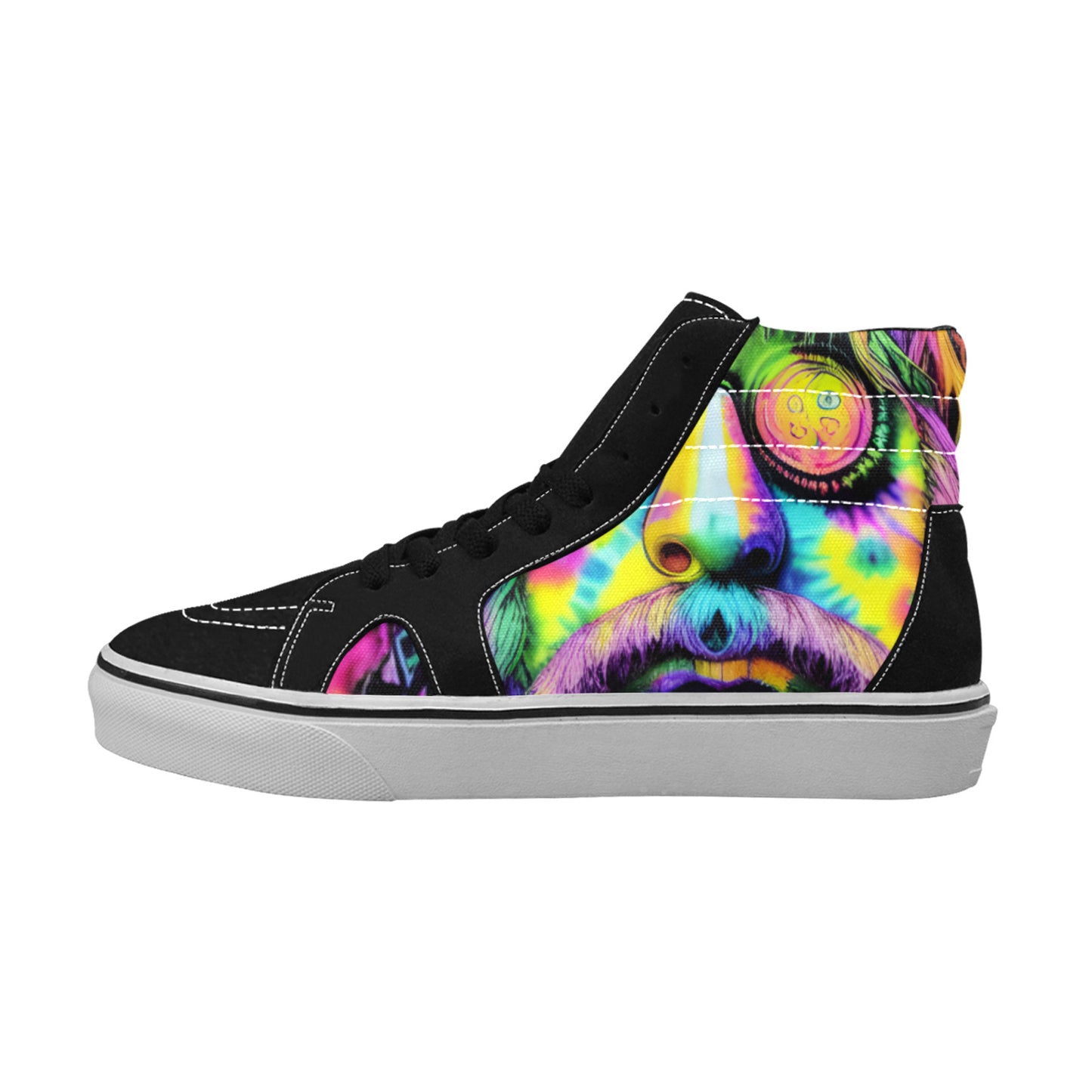 WOMEN'S Tie Dye Guy High Top Skateboarding Surreal Shoes