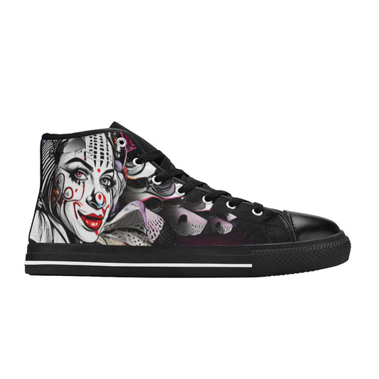 WOMEN'S Clown Woman High Top Canvas Surreal Sneakers