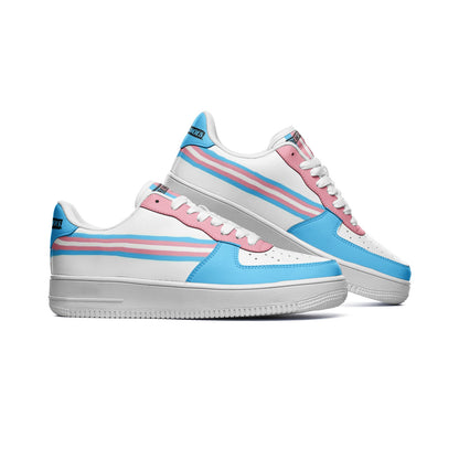 Pride Trans Flag LGBT Unisex Low Top Leather Sneakers