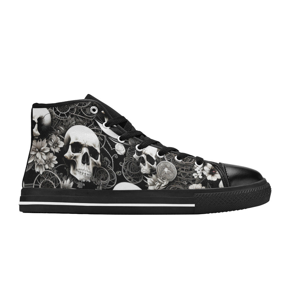 WOMEN'S Skulls Love High Top Canvas Dark Academia Sneakers