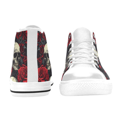 MEN'S Skull And Roses High Top Canvas Wallpaper Art Sneakers
