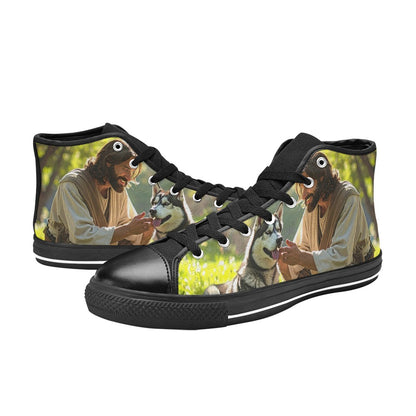 MEN'S Jesus_Ht_08 Men’S High Top Canvas Neon Fantasy Shoes