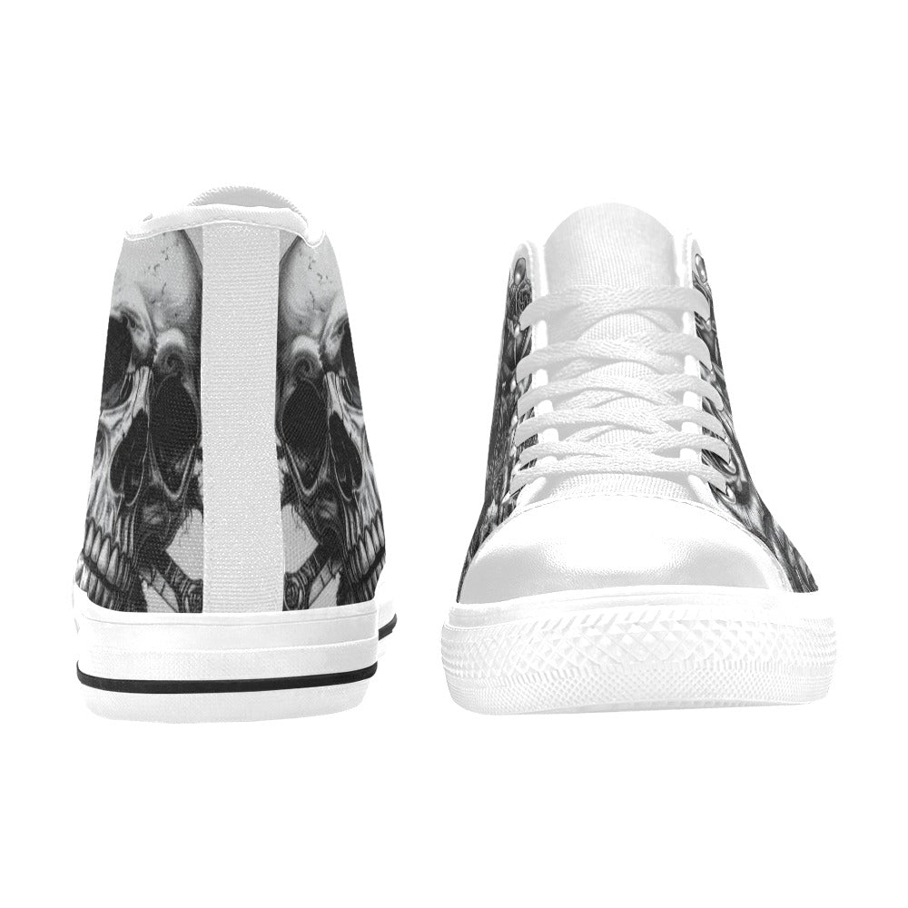 Tattoo Skull Art Women's Dark Gothic High Top Canvas Shoes | Freaky Shoes®