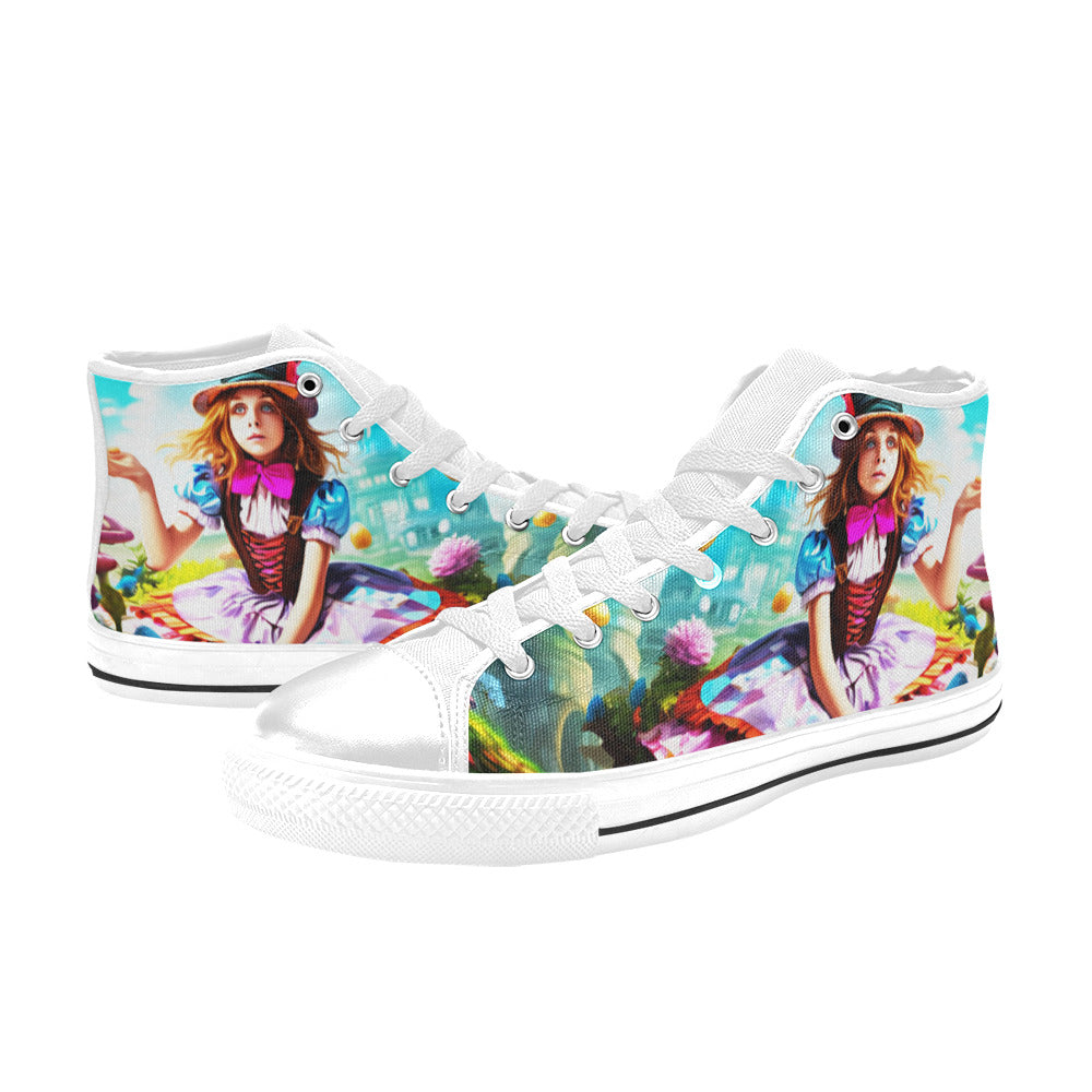WOMEN'S Creepy Wonderland Model Art High Top Canvas Aesthetic Custom Shoes