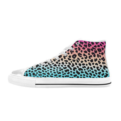 MEN'S Gradient Leopard Print Men’S High Top Canvas Grunge Custom Shoes