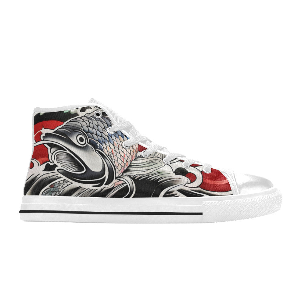 MEN'S Japanese Fish Art 3 High Top Canvas Wallpaper Art Shoes