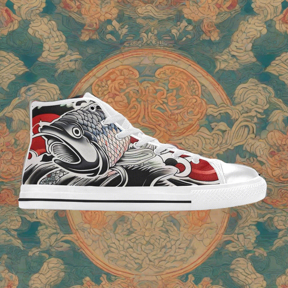 Cherry Blossom Neon Electric Unique MEN Bold Art - Freaky Shoes | Custom Art Sneakers