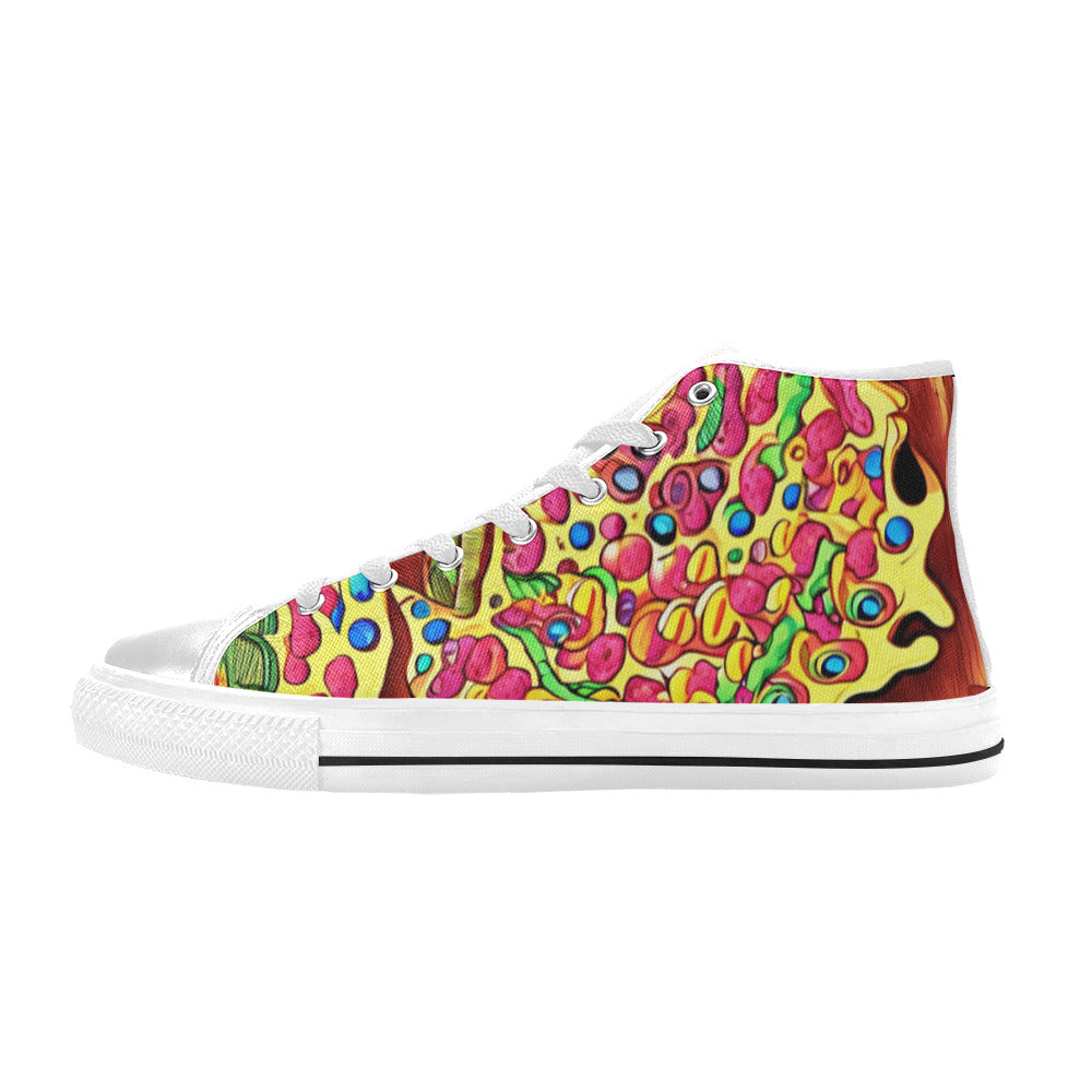 WOMEN'S Pizza Fantasy Artwork High Top Canvas Wallpaper Art Sneakers