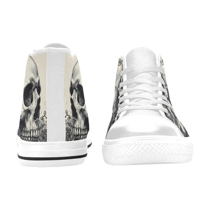 Gothic Skull Art Women's Dark Rose Collection High Top Canvas Shoes | Freaky Shoes®