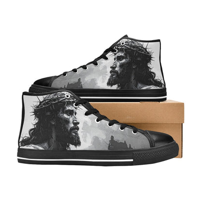 MEN'S Jesus_Ht_06 Men’S High Top Canvas Dark Academia Shoes