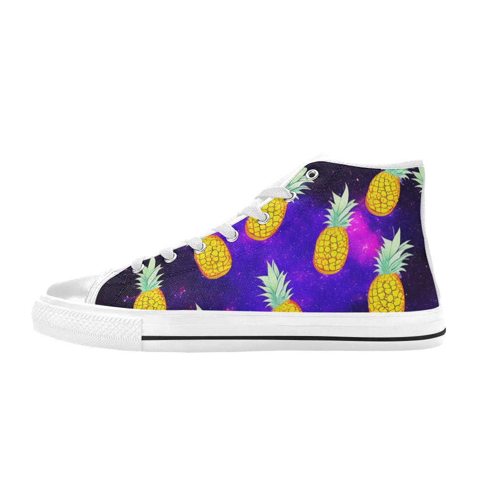 MEN'S Galaxy Pineapples 2 Men’S High Top Canvas Neon Fantasy Sneakers