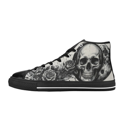 Dark Gothic Skull Men's Art High Top Canvas Shoes | Freaky Shoes®