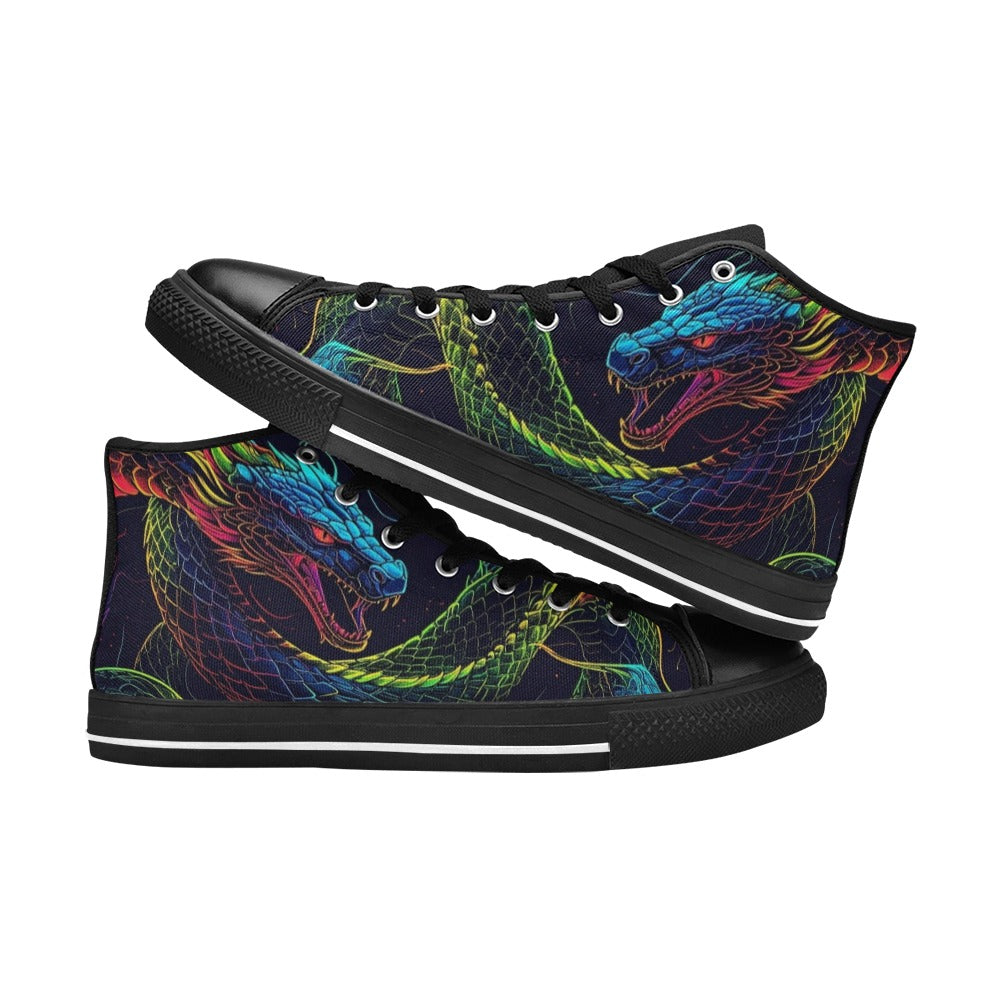 MEN'S Electric Serpent Dream High Top Canvas Dark Academia Custom Shoes