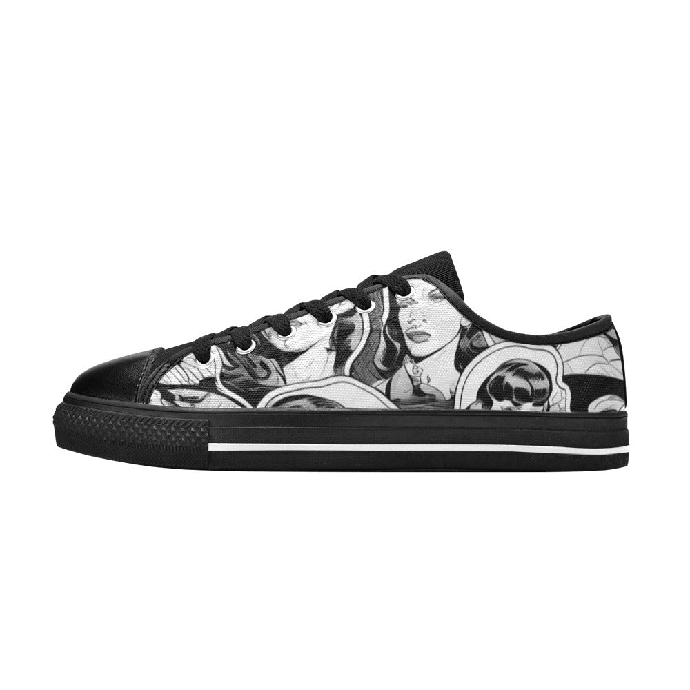 WOMEN'S Cc Retro Faces 2 Canvas Neon Fantasy Custom Shoes