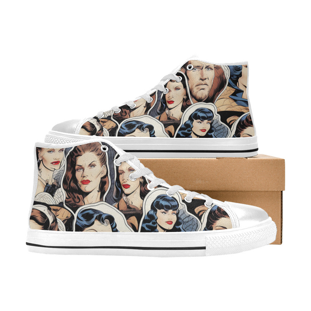 WOMEN'S Cc Retro Faces High Top Canvas Grunge Shoes