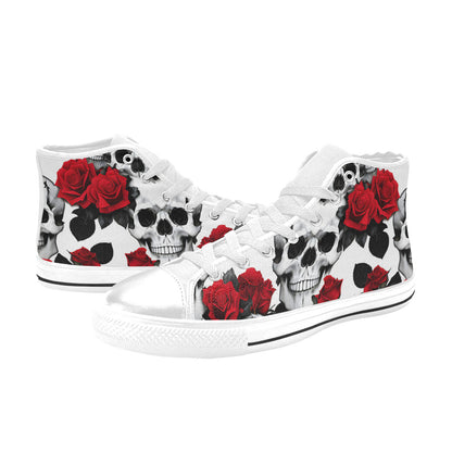 WOMEN'S Skulls Roses Deluxe 7 High Top Canvas Dark Academia Shoes