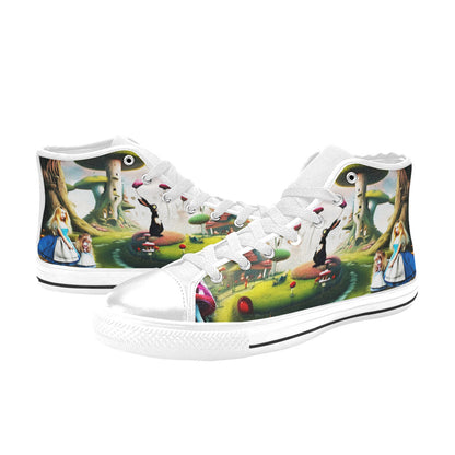 WOMEN'S Freaky World Wonderland Distorted High Top Canvas Grunge Shoes
