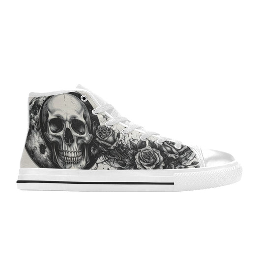 WOMEN'S Dark Skull Butterfly High Top Canvas Wallpaper Art Custom Sneakers