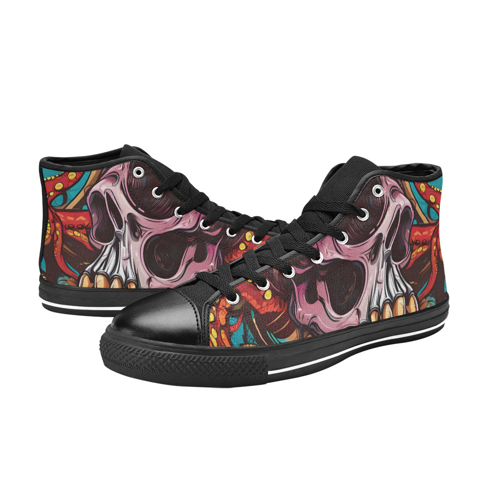 WOMEN'S Tentacles Skull High Top Canvas Dreamcore Sneakers