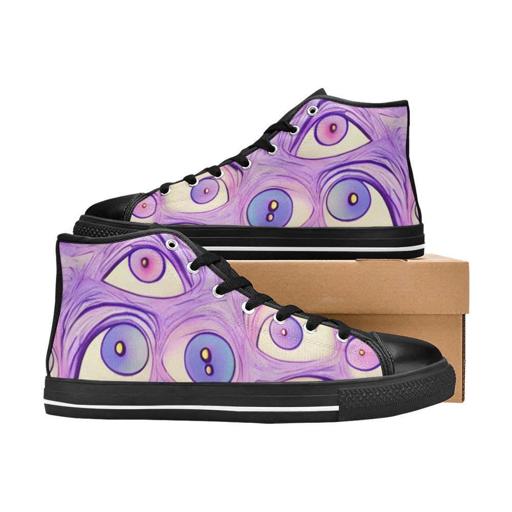 WOMEN'S Cc Wall Eyes Trippy High Top Canvas Surreal Custom Sneakers