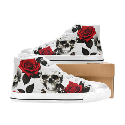 MEN'S Skulls Roses Deluxe 4 High Top Canvas Vivid Custom Sneakers