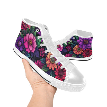MEN'S Trippy Floral Chaos High Top Canvas Wallpaper Art Custom Shoes