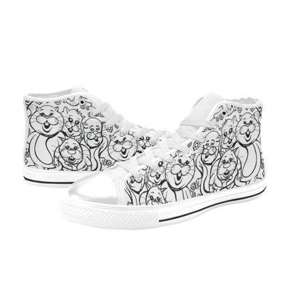 WOMEN'S Rabbits Monster Art Pen High Top Canvas Neon Fantasy Custom Shoes