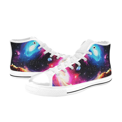 WOMEN'S Acrylic Galaxy Art High Top Canvas Vivid Custom Sneakers