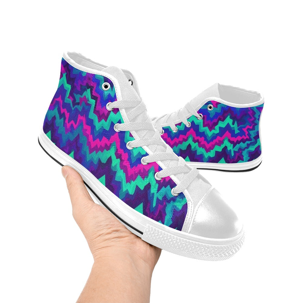 MEN'S Psychedelic Chevron Vortex High Top Canvas Vivid Sneakers