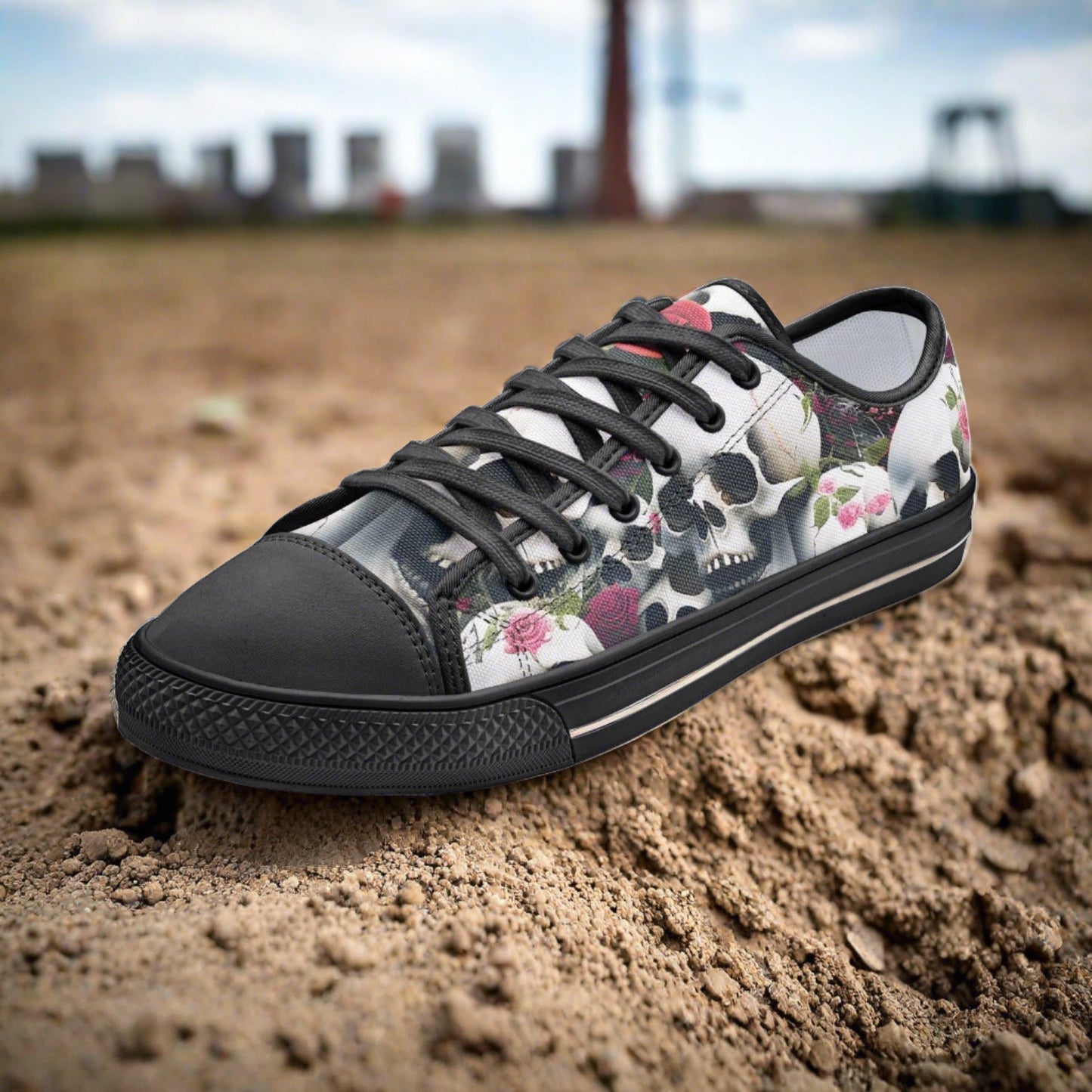 Cherry Blossom Navy Indigo Unique Bold Art - Freaky Shoes | Custom Art Sneakers