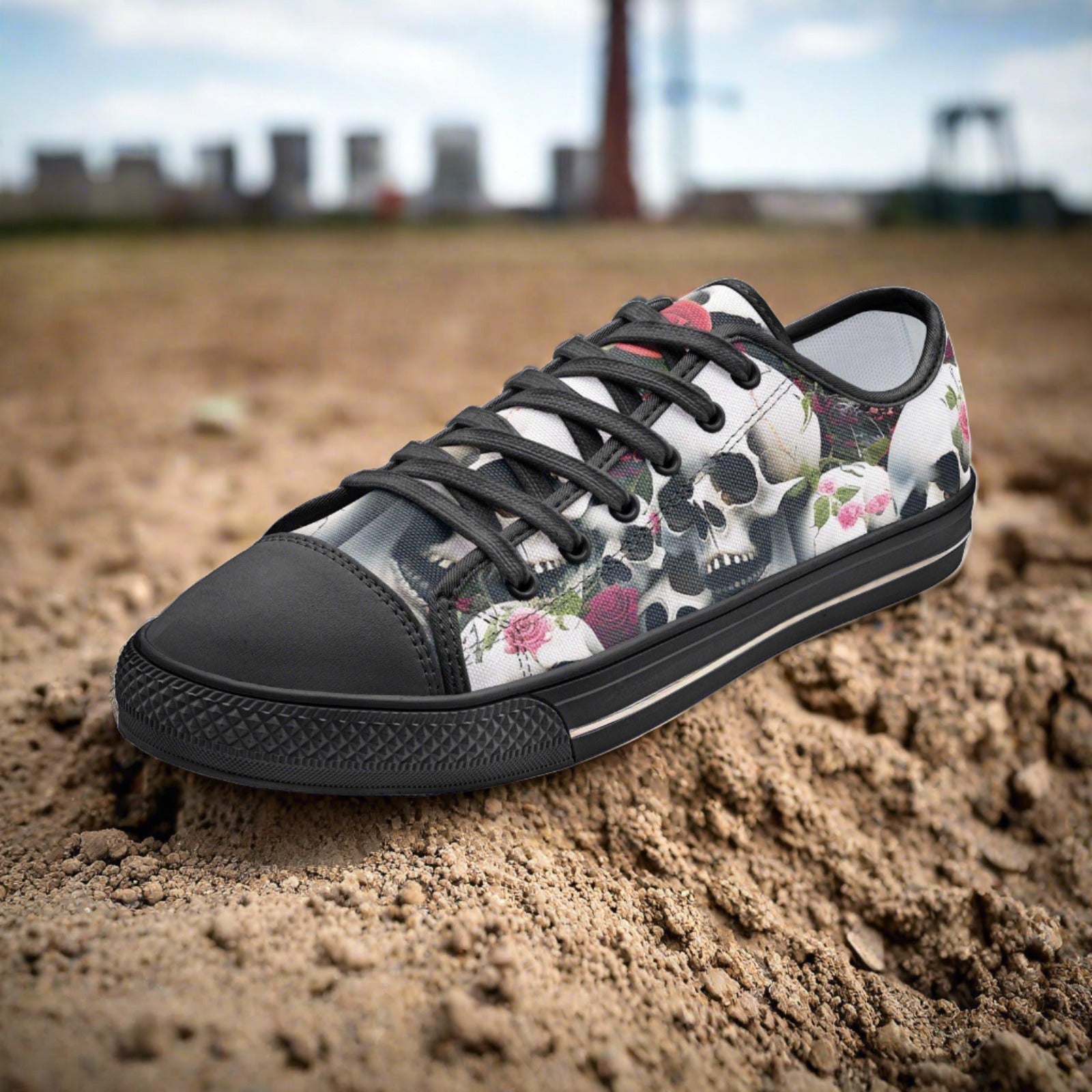 Cherry Blossom Navy Indigo Unique Bold Art - Freaky Shoes | Custom Art Sneakers