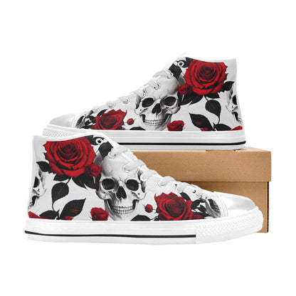 MEN'S Skulls Roses Deluxe 3 High Top Canvas Aesthetic Custom Shoes