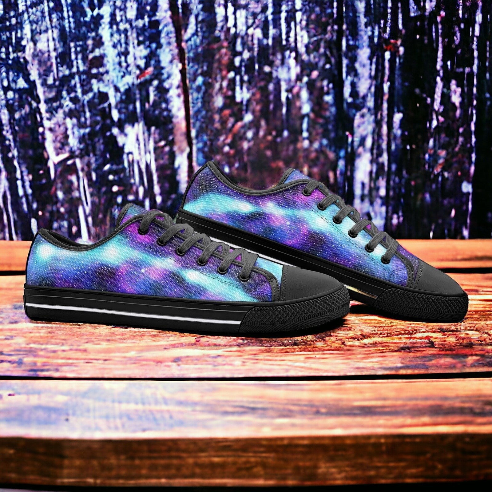 Galaxy Love low-top canvas shoes, custom full-wrap printed design — Freaky Shoes