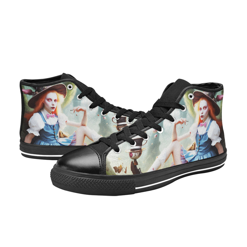 WOMEN'S Acid Creepy Wonderland Psychedelic High Top Canvas Vibrant Chaos Shoes
