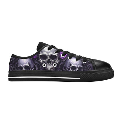 WOMEN'S Skull Butterfly Purple Iridescent Low Top Canvas Vibrant Chaos Shoes