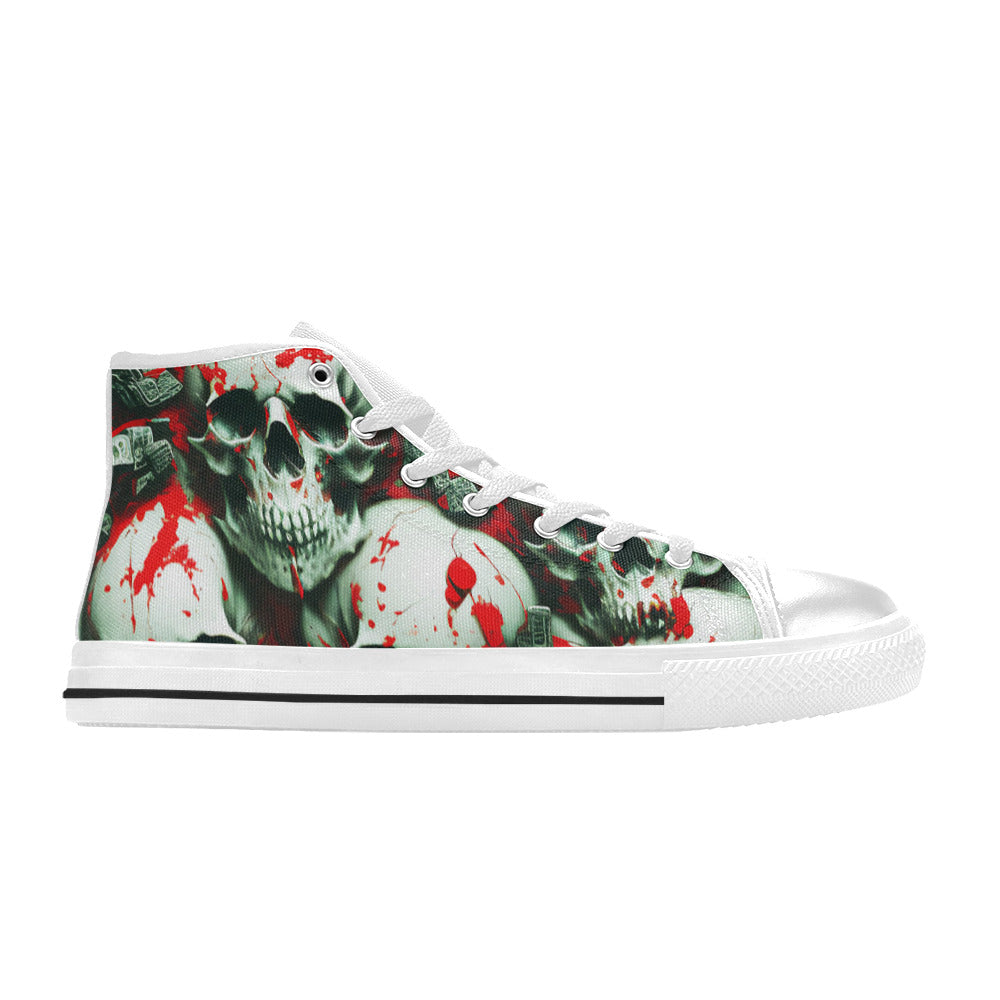 WOMEN'S Splatter Skulls 4 High Top Canvas Y2K Sneakers