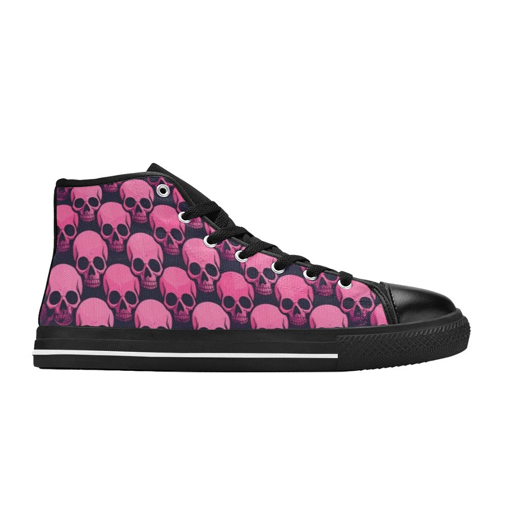 WOMEN'S Skull Underground Comix Black High Top Canvas Neon Fantasy Sneakers