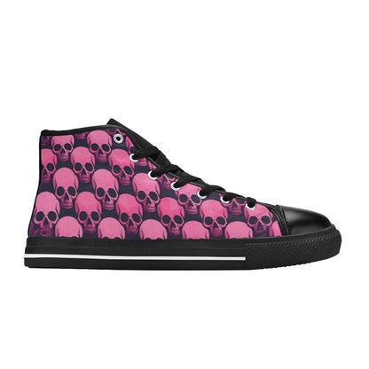 WOMEN'S Skull Underground Comix Black High Top Canvas Neon Fantasy Sneakers