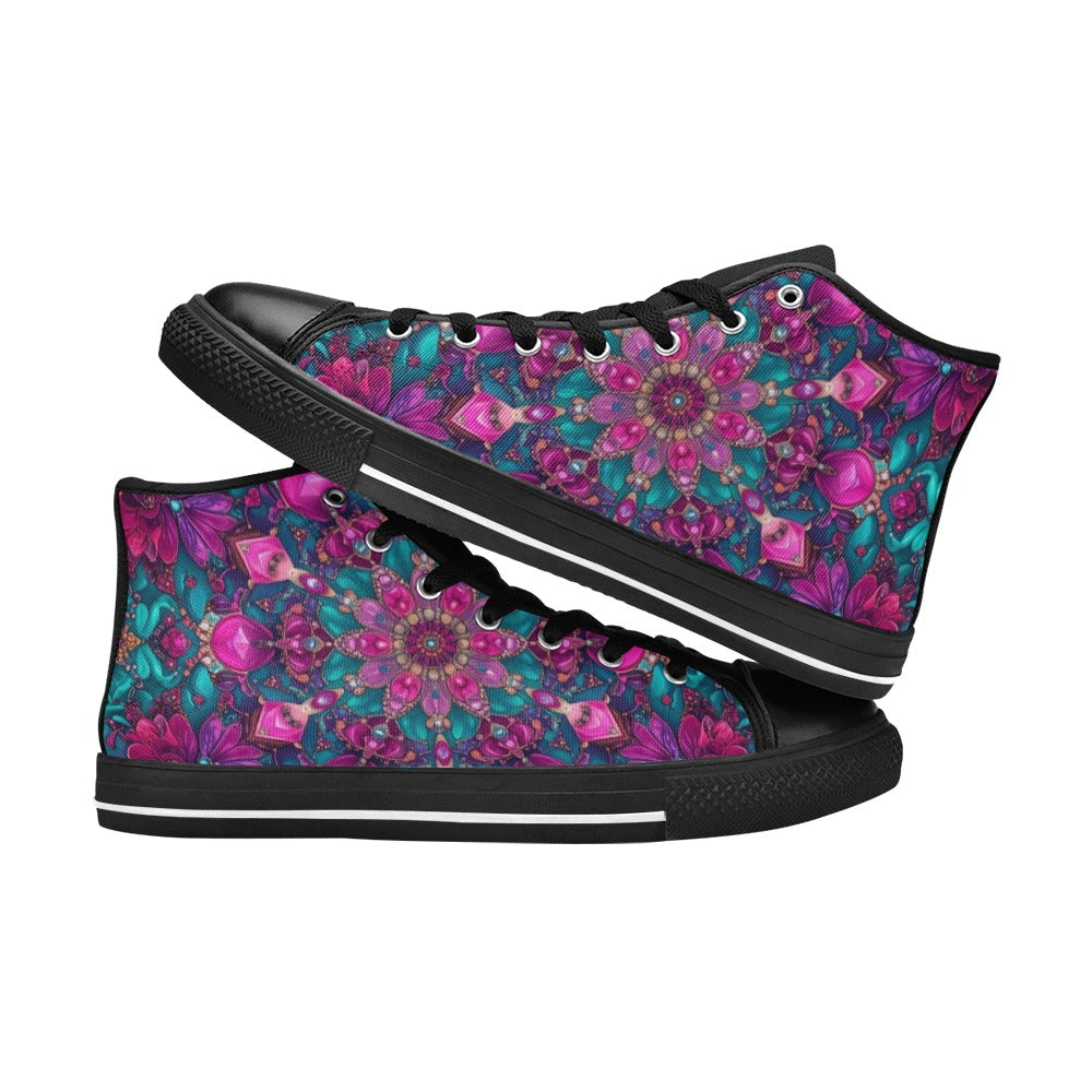 MEN'S Feminine Jeweled Skull High Top Canvas Vivid Sneakers