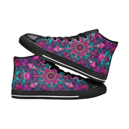 MEN'S Feminine Jeweled Skull High Top Canvas Vivid Sneakers