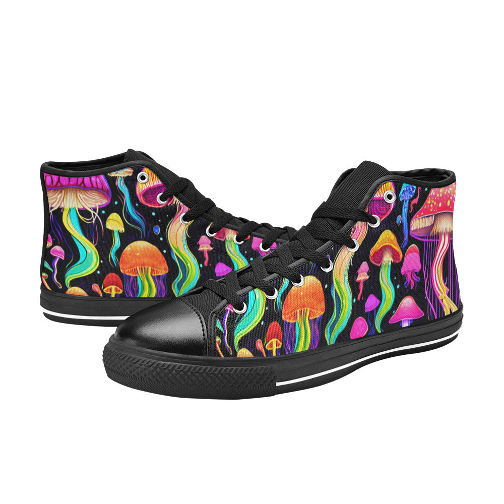 MEN'S Jellyfish Vibrant Mushroom Art High Top Canvas Grunge Sneakers