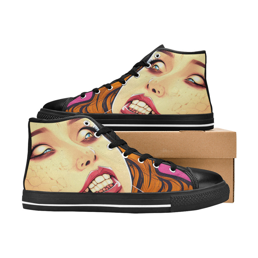 MEN'S Cc Retro Woman Face High Top Canvas Dark Academia Shoes
