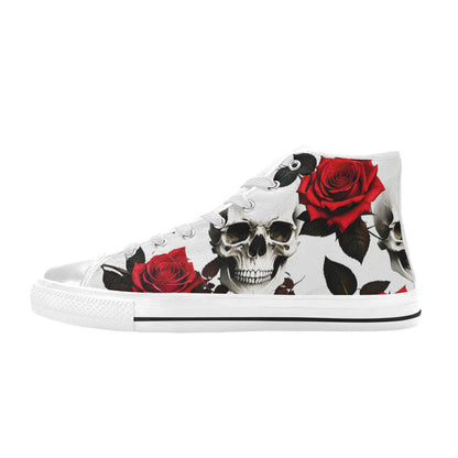 MEN'S Skulls Roses Deluxe 4 High Top Canvas Vivid Custom Sneakers