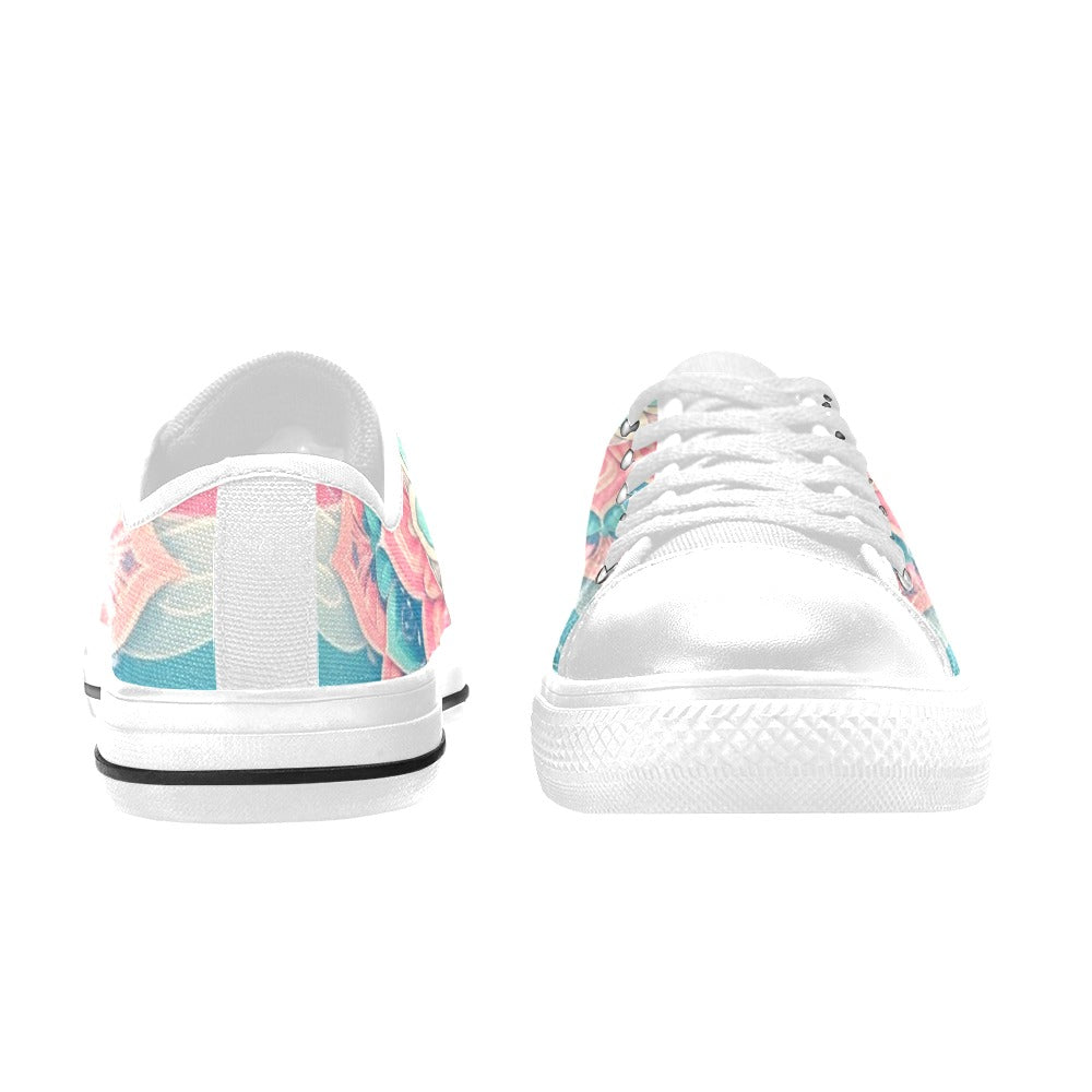 MEN'S Pastel Wave Mandala Low Top Canvas Cottagecore Custom Sneakers