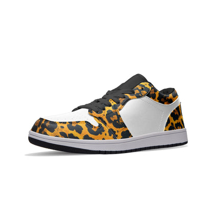 Leopard Print Classic Custom Sneakers | Freaky Shoes® Unisex Low Top Sneakers