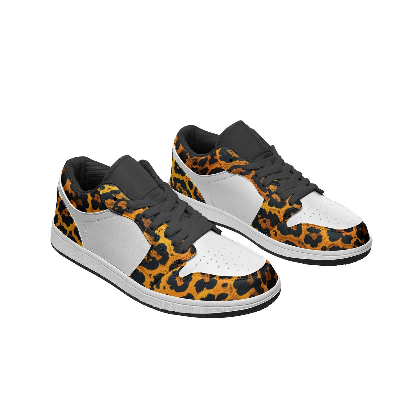 Leopard Print Classic Custom Sneakers | Freaky Shoes® Unisex Low Top Sneakers